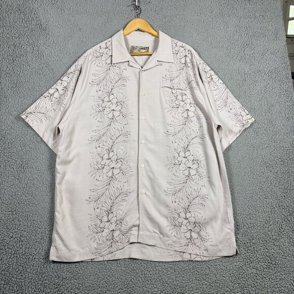 VTG Honolua Surf Co Hawaiian Shirt Men Size XL Beige Summer Floral Beach Cuban - Picture 2 of 14